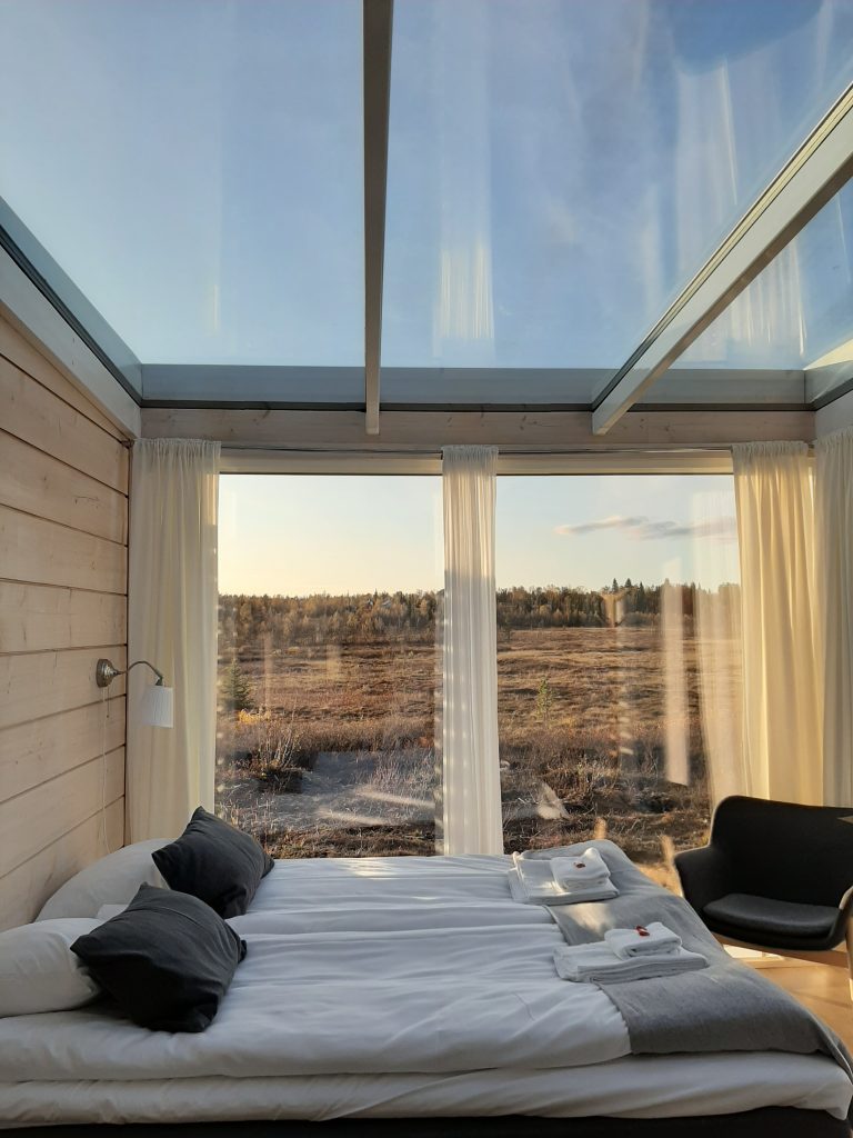 Glazen suite, glass suite, Swedish Lapland, Zweeds Lapland, Aurora Mountain Lodge, Lannavaara