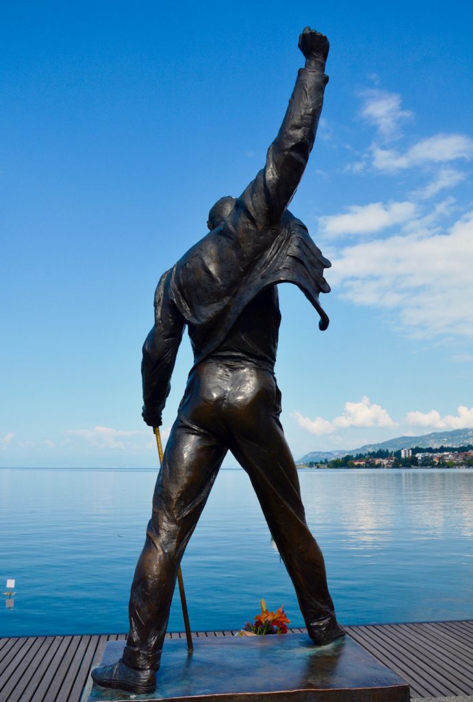 statue Freddy Mercury, Queen, lakeside promenade, Montreux, meer van Genève, Zwitserland