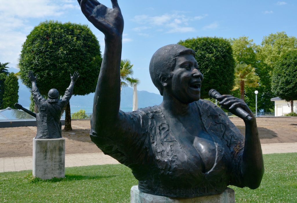 Ella Fitzgerald, standbeelden jazzartiesten, Montreux Jazzfestival, beeldenpark, Montreux, Zwitserland, jazz