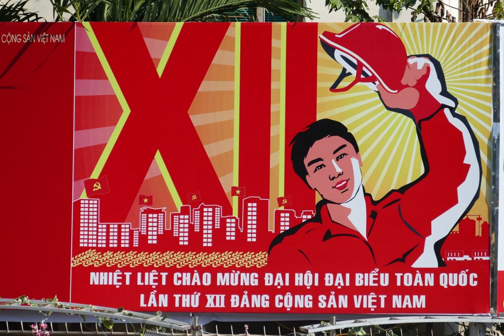 Vietnamese communistische propaganda affiche Propaganda poster communistic regime Vietnam Ho Chi Minh City