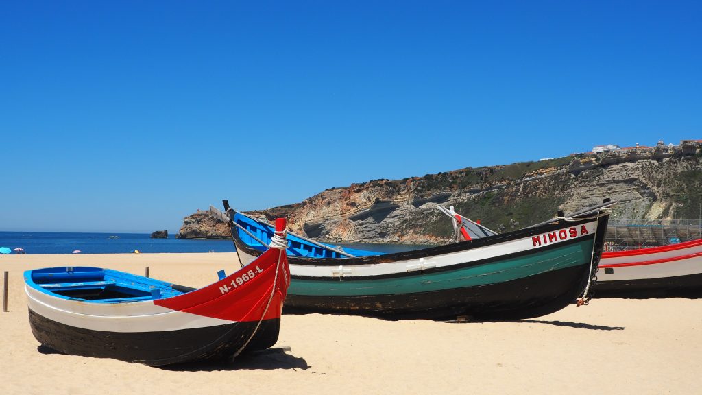 strand, Portugal, vissersbootjes, beach, vacation, vakantie, Nazaré, reizen