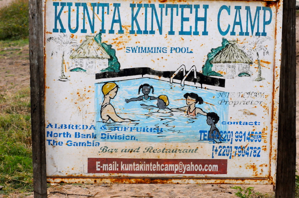 old signboard, former hostel, Juffureh, small Gambian village, The Gambia, Africa