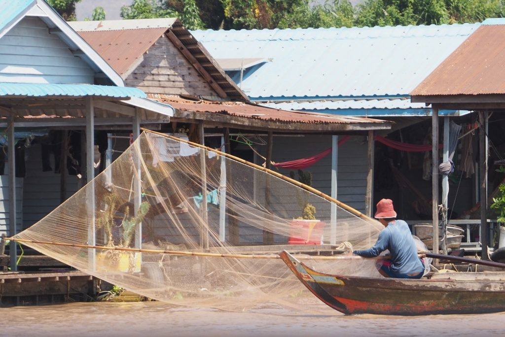 vissersdorp Mekong, Cambodja, River cruise Mekong,